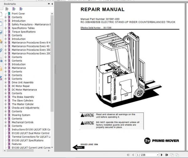 BT Electric Rider Pallet Truck RC 30B RC 40B RC 50B Shop Manual 2