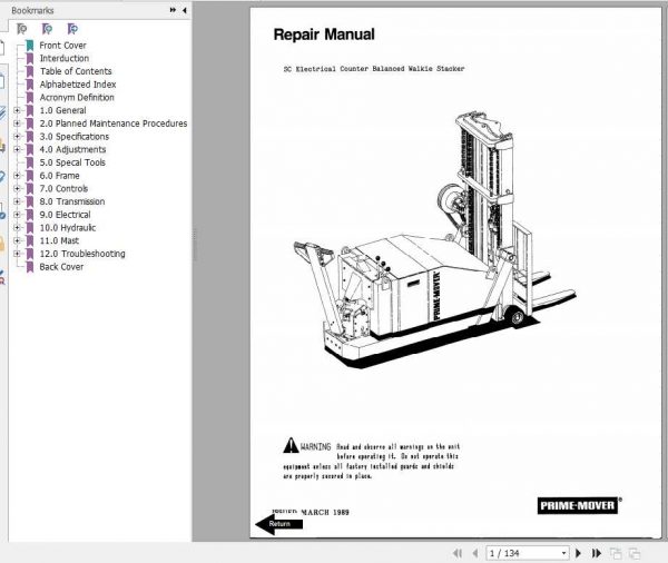 BT Electric Stacker SC 10 20 30 40 Shop Manual 1