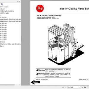 BT Electric Stand Up Rider Truck RCX 25 RCX50 Shop Manual 3