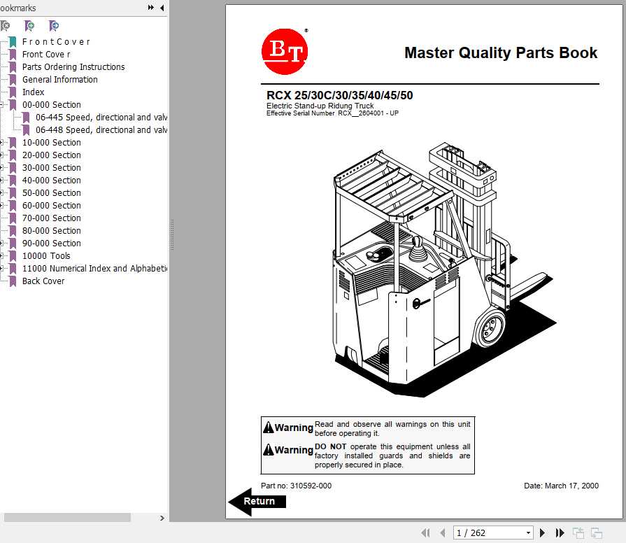BT Electric Stand Up Rider Truck RCX 25 RCX50 Shop Manual 3