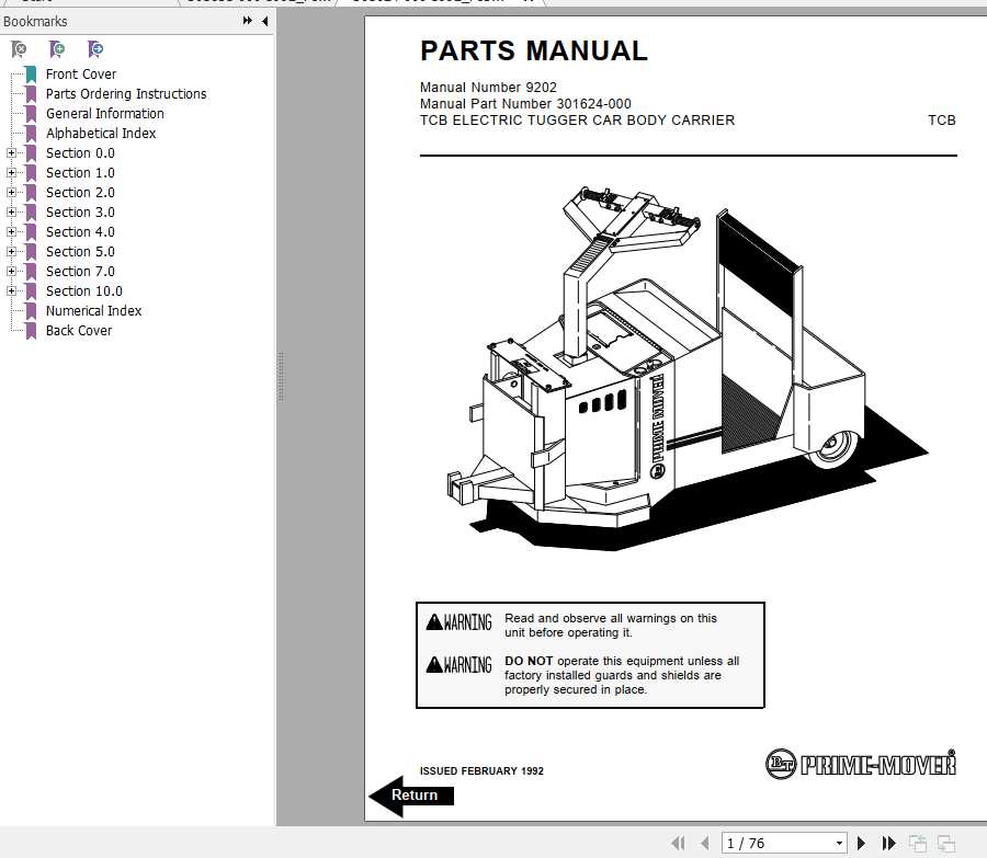 BT Electric Tugger Car Body Carrier TCB OperatorRepair Part Manual 1