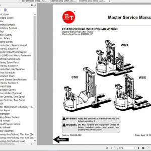 BT Forklift CSX20 30 40 WSX30 40 WRX30 Service Manual 1