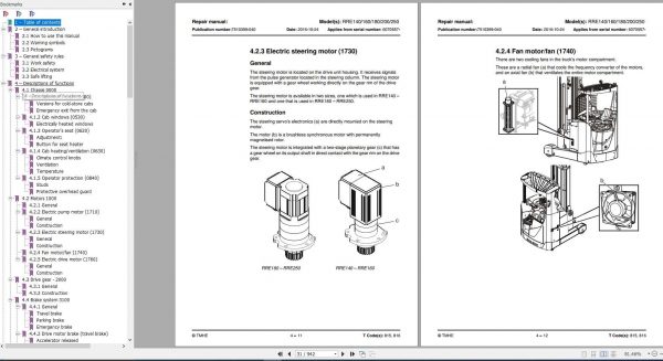 BT Forklift RRE 140 160 180 200 250 Repair Manual 7510399 040 2