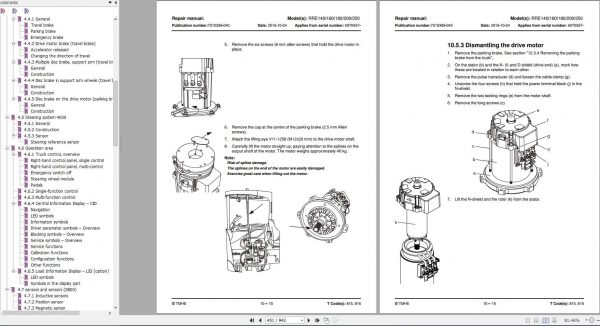 BT Forklift RRE 140 160 180 200 250 Repair Manual 7510399 040 3