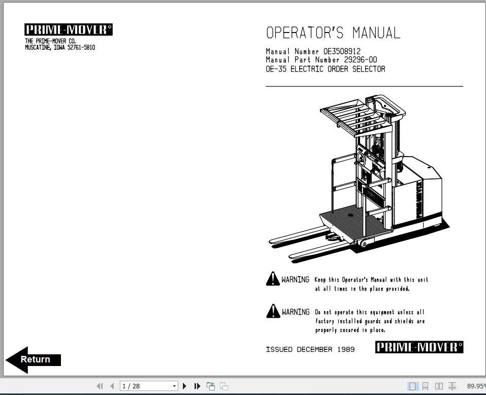 BT Order Picker OE35 Shop Manual