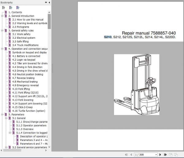 BT Pallet Stacker S210 S220D Repair Manual 1
