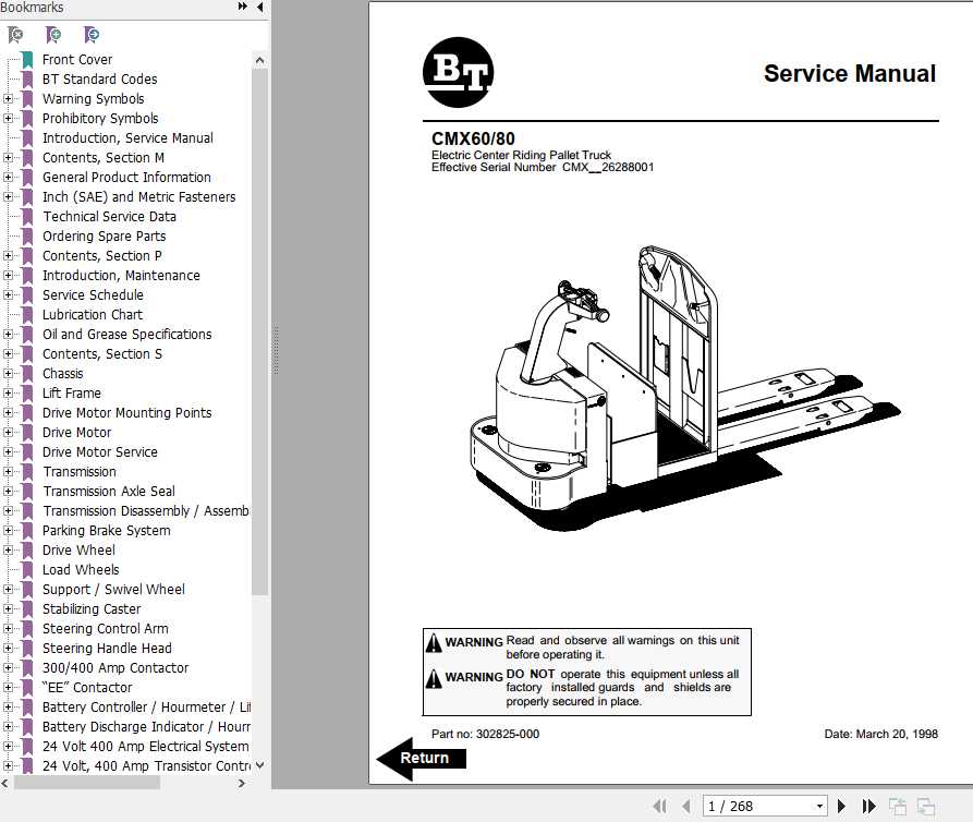 BT Rider Pallet Truck CMX60 80 Shop Manual 2