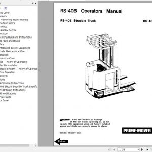 BT Straddle Truck RS 40B Operator Part Manual 1
