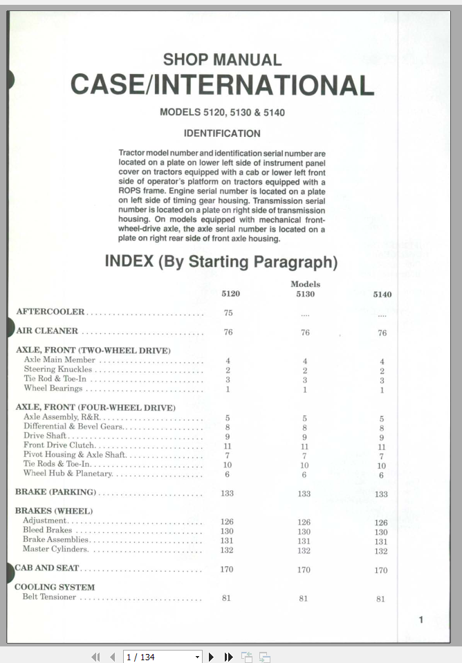 CASE 5120 5130 5140 Shop Manual 1