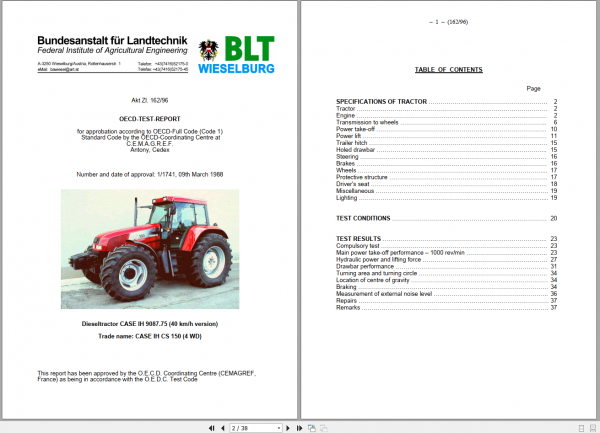 CASE IH CS 150 4 WD Technical data 2