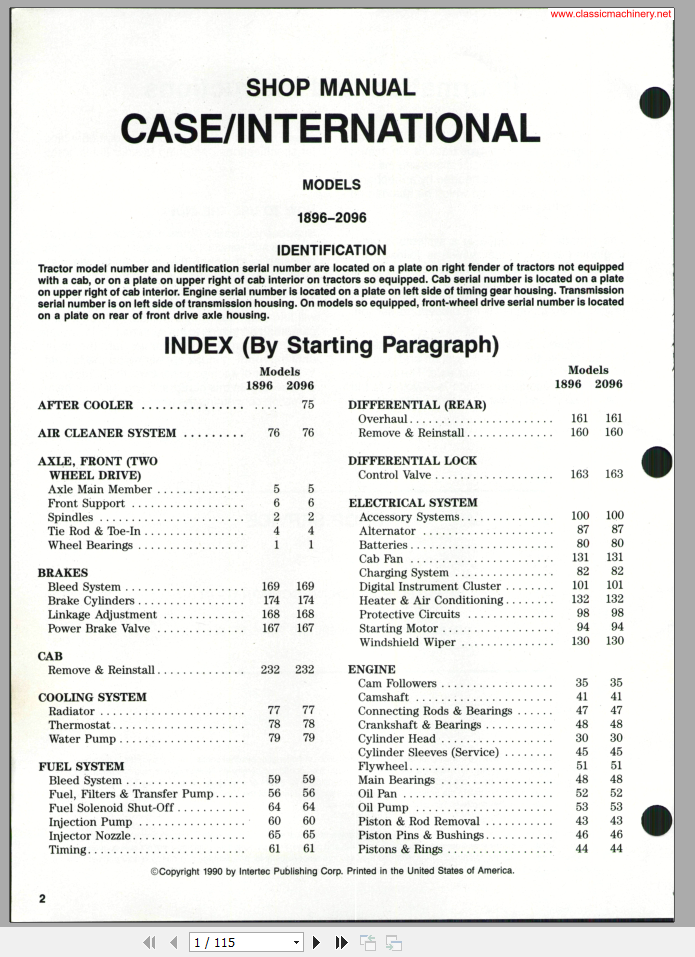 CASE International 1896 2096 Series Shop Manual 1