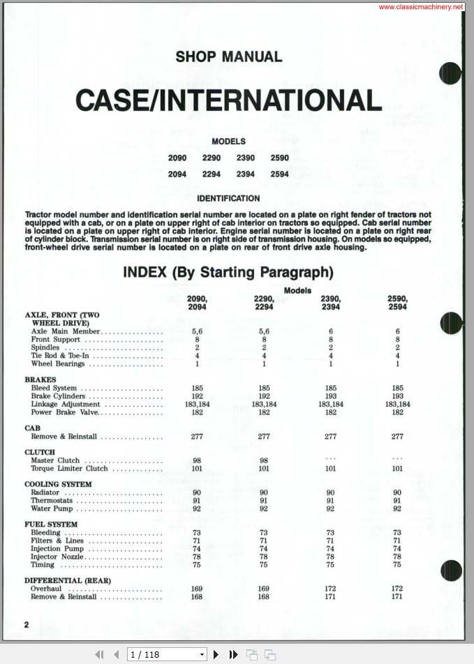 CASE International 2090 2594 Series Shop Manual 1