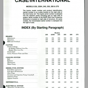 CASE International 235 275 Series Shop Manual 1