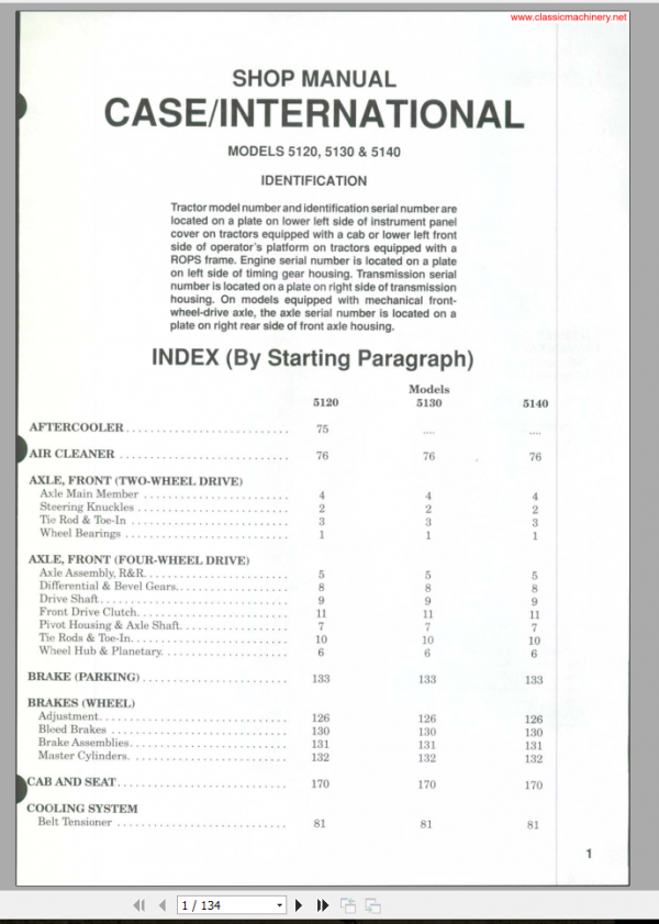 CASE International 5120 5140 Series Shop Manual 1