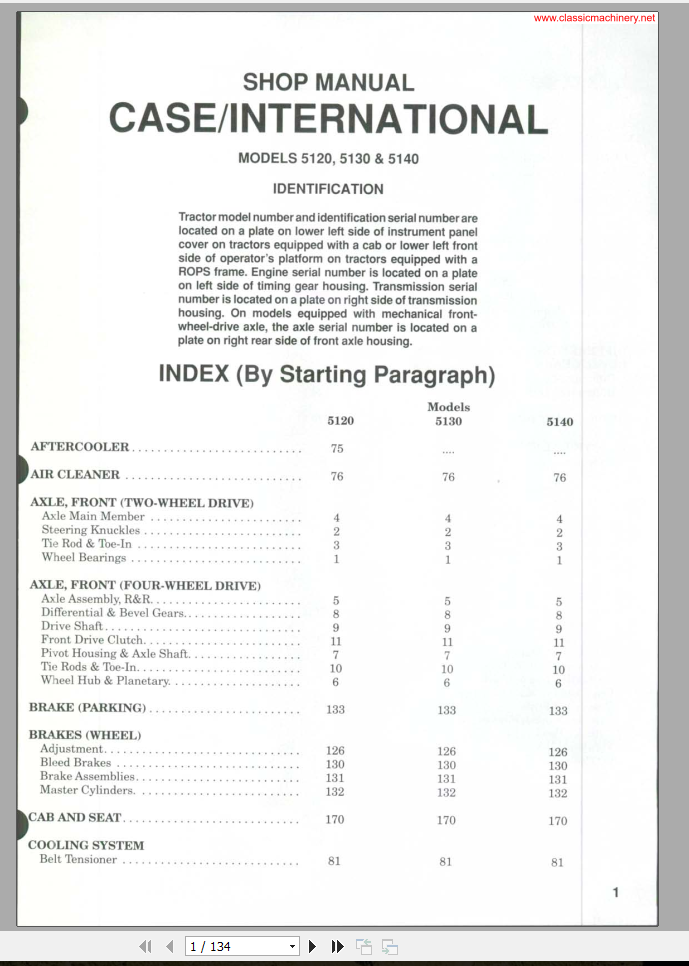 CASE International 5120 5140 Series Shop Manual 1