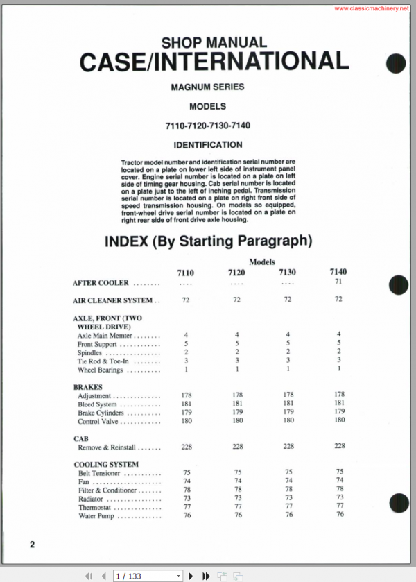 CASE International 7110 7140 Series Shop Manual 1