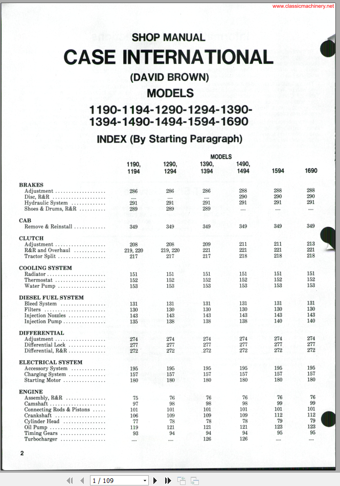 CASE International DV 1190 1690 Series Shop Manual 1