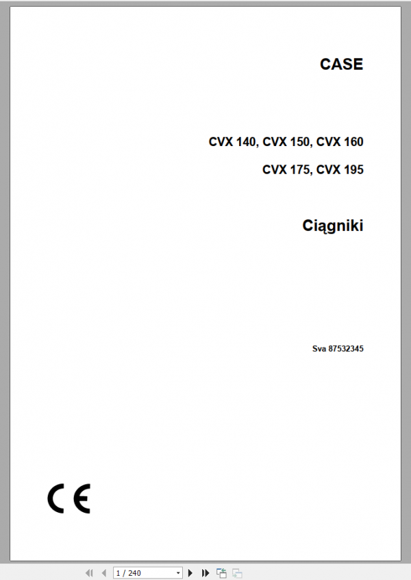 CASE Tractor CVX 140 CVX 195 Series Shop Manual Polish 1