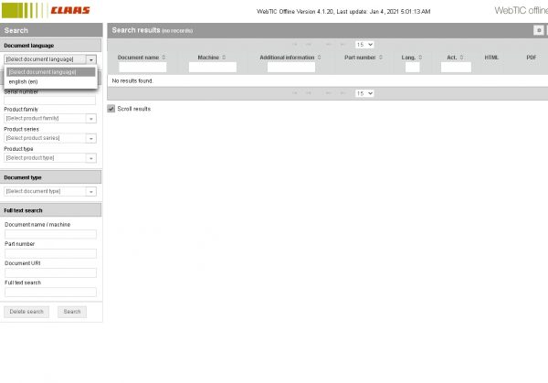 CLAAS WebTIC Offline 01.2021 Operator Manual Repair Manual and Service Documentation 1 2