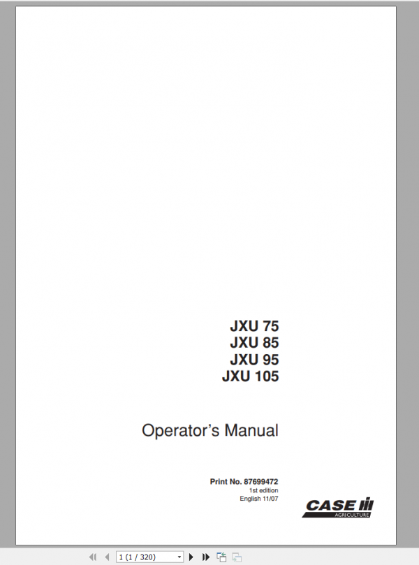 Case IH JXU 75 85 95 105 Operator Manual 87699472 1