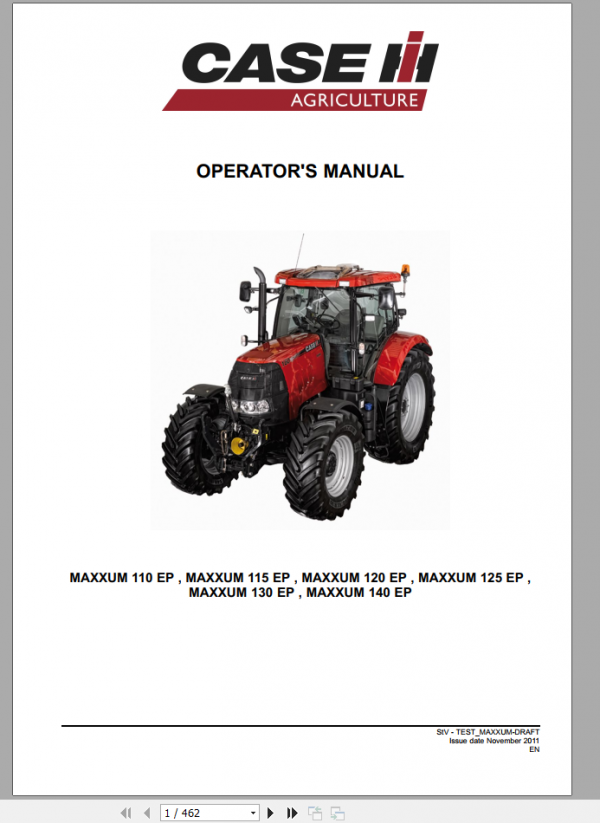 Case IH MAXXUM 110 EP 115 EP 120 EP 125 E Operator Manual 1