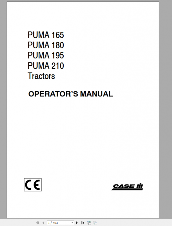 Case IH PUMA 165 210 Tractor Operator Manual 1