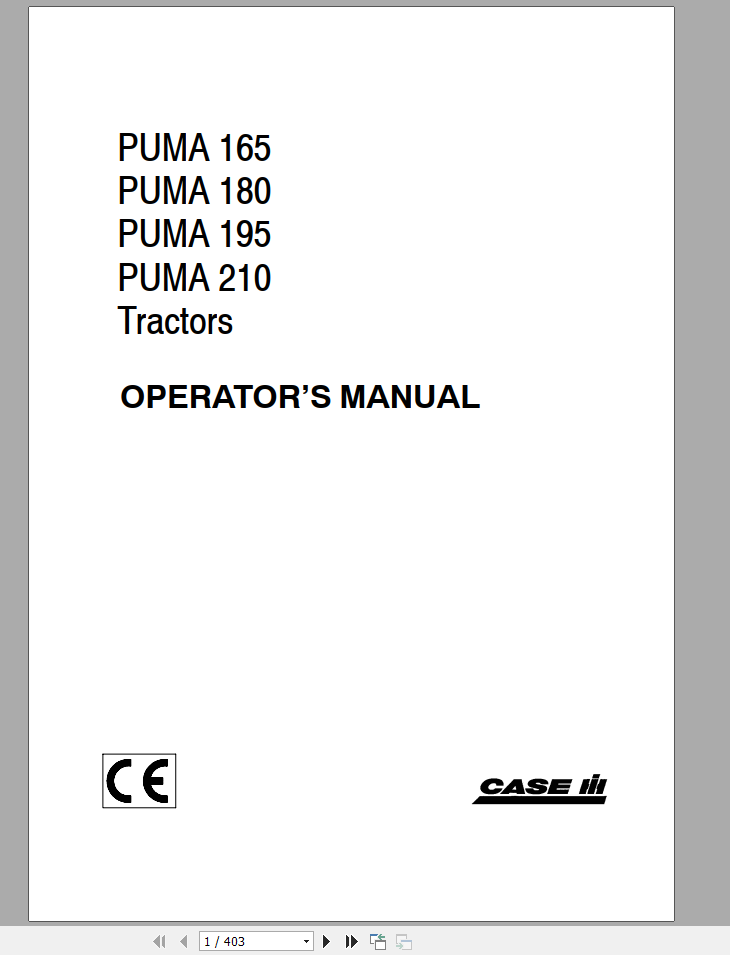 Case IH PUMA 165 210 Tractor Operator Manual 1