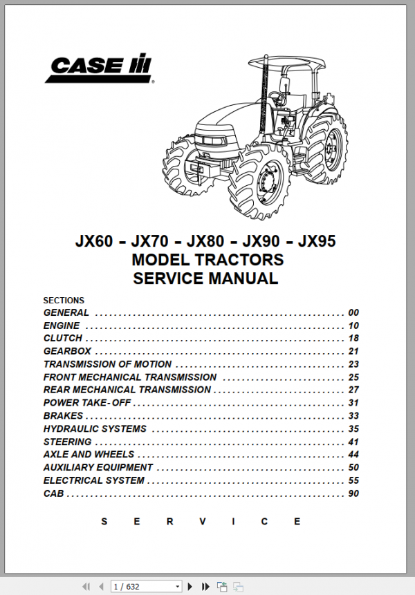 Case IH Tractor JX 60 70 80 90 95 Service Manual 1