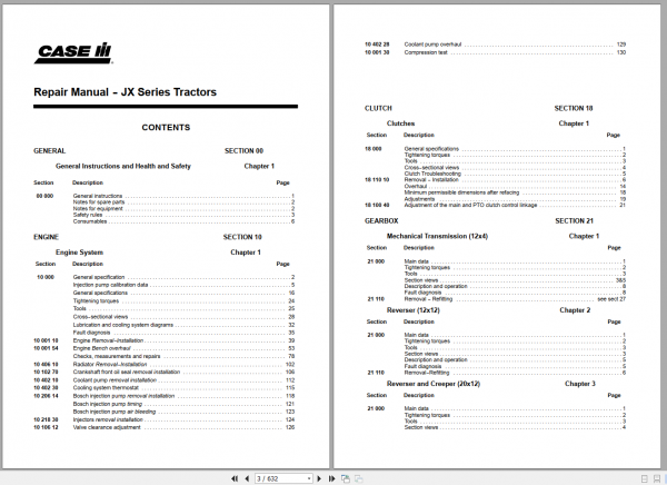Case IH Tractor JX 60 70 80 90 95 Service Manual 2