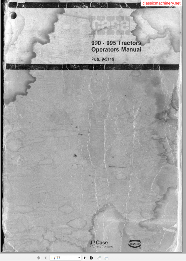 Case Tractor 990 995 Operators Manual 1