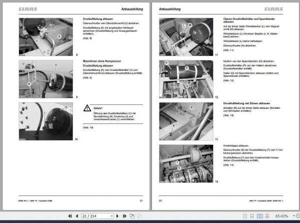 Claas Baler Quadrant 1200 4200 Fitting Instruction FR DE EN RU 3