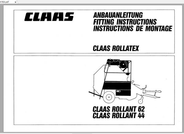 Claas Baler Rollant 240 455 Fitting Instruction FR DE EN RU 2 1