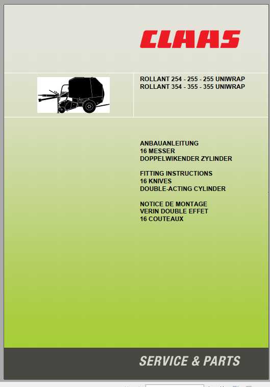 Claas Baler Rollant 240 455 Fitting Instruction FR DE EN RU 3 1