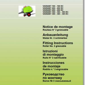 Claas Baler Variant 180 385 Fitting Instruction FR DE EN RU 2
