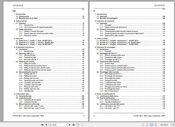 Claas Baler Variant 180 385 Fitting Instruction FR DE EN RU 3