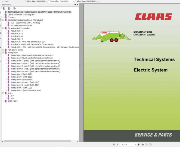 Claas Balers QUADRANT 2200 QUADRANT 2200 RC EN Electric Hydraulic System 2
