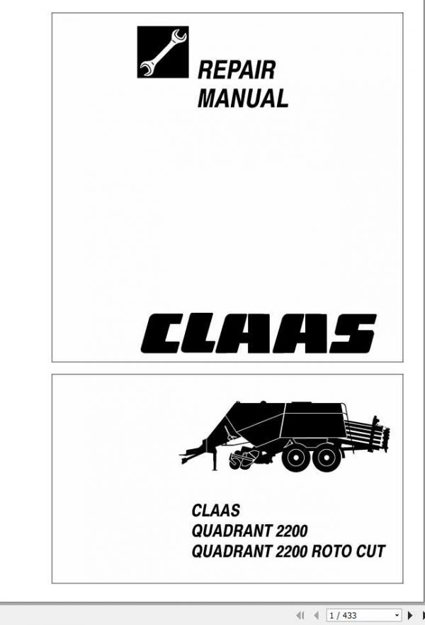 Claas Balers QUADRANT 2200 QUADRANT 2200 Roto Cut Repair Manual 1