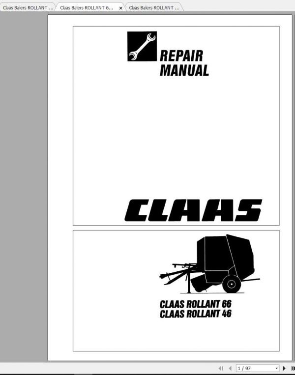 Claas Balers ROLLANT 46 66 Repair Manuals 1