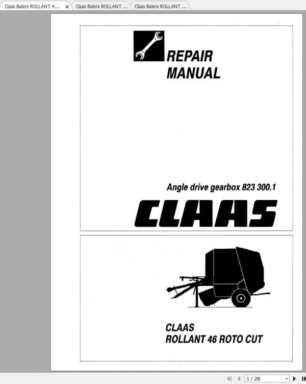Claas Balers ROLLANT 46 66 Repair Manuals 2