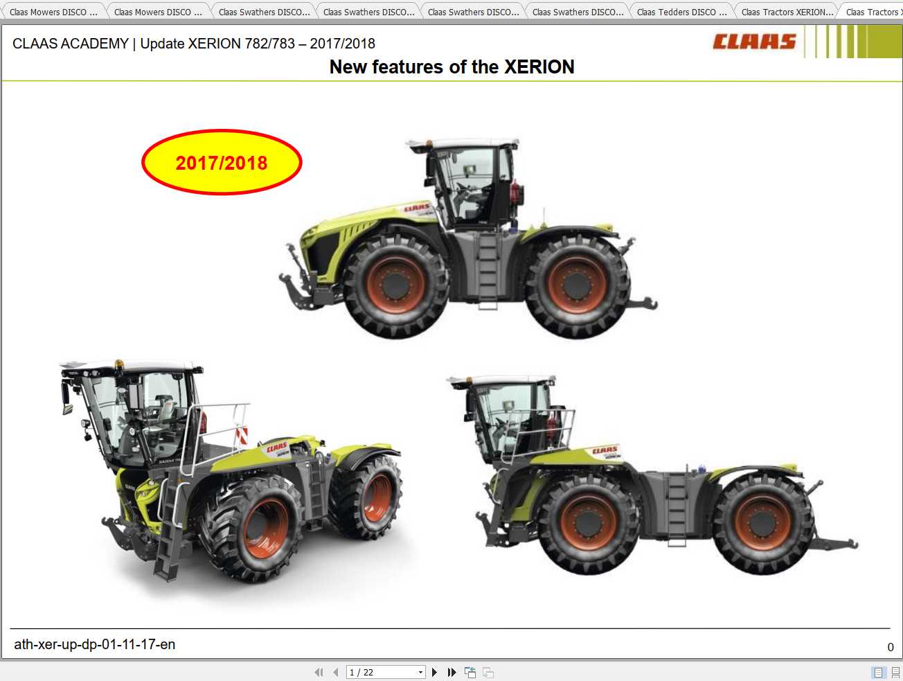 Claas Balers Tractors Swathers Combine Forage Harvesters Training Documents 1