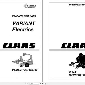 Claas Balers VARIANT 180 180RC Electrics System Operators Manual 1