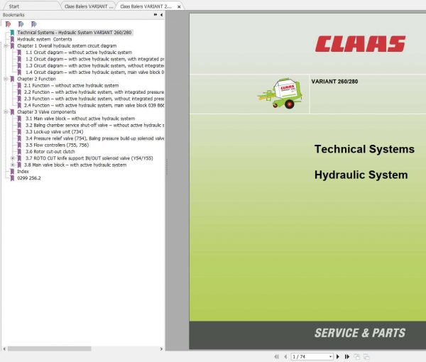 Claas Balers VARIANT 260 280 Electric Hydraulic System 2