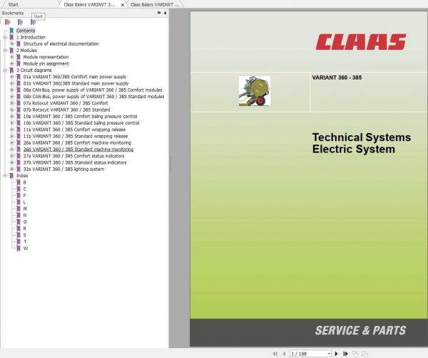 Claas Balers VARIANT 360 385 Technical System 1