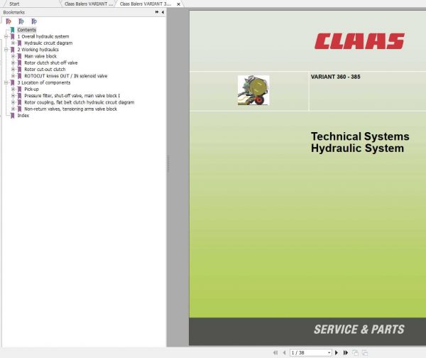 Claas Balers VARIANT 360 385 Technical System 2