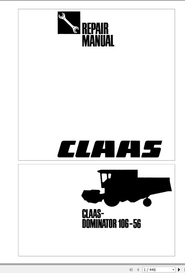 Claas Combine Harvester DOMINATOR 106 56 EN Repair Manual 1