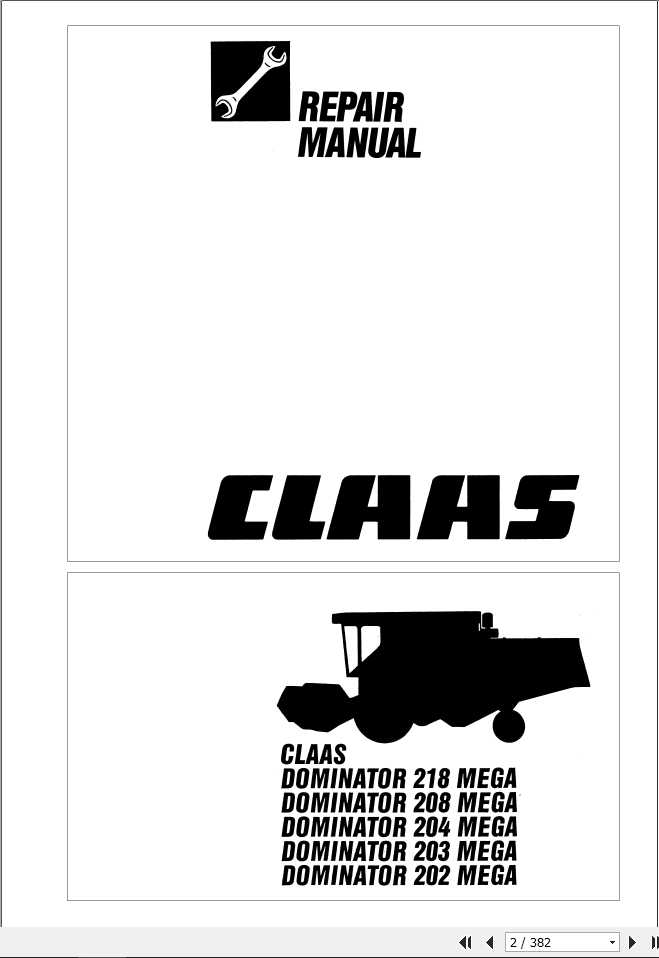 Claas Combine Harvester DOMINATOR 218 MEGA 202 MEGA Repair Manual 1
