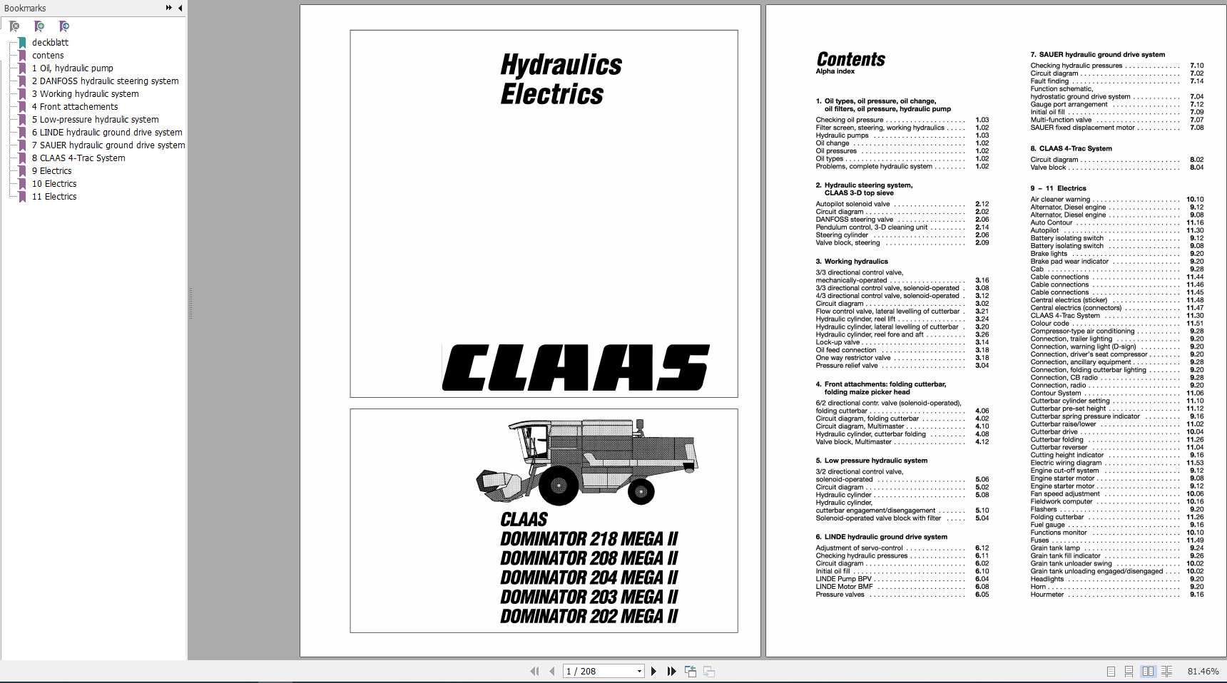 Claas Combine Harvester DOMINATOR 218 MEGA II 202 MEGA II Technical System 1