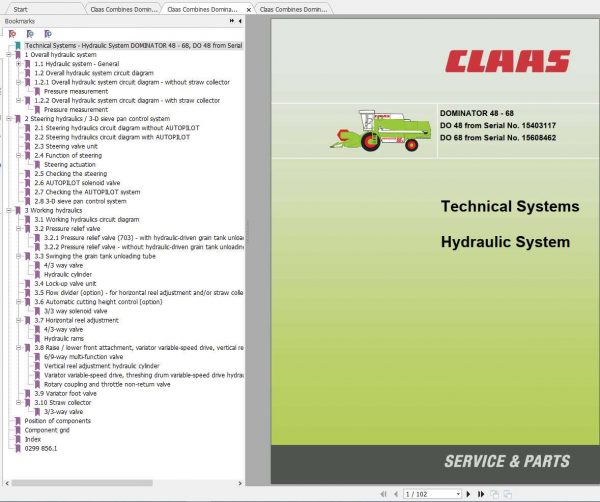 Claas Combine Harvester DOMINATOR 38 48 68 Technical System 2