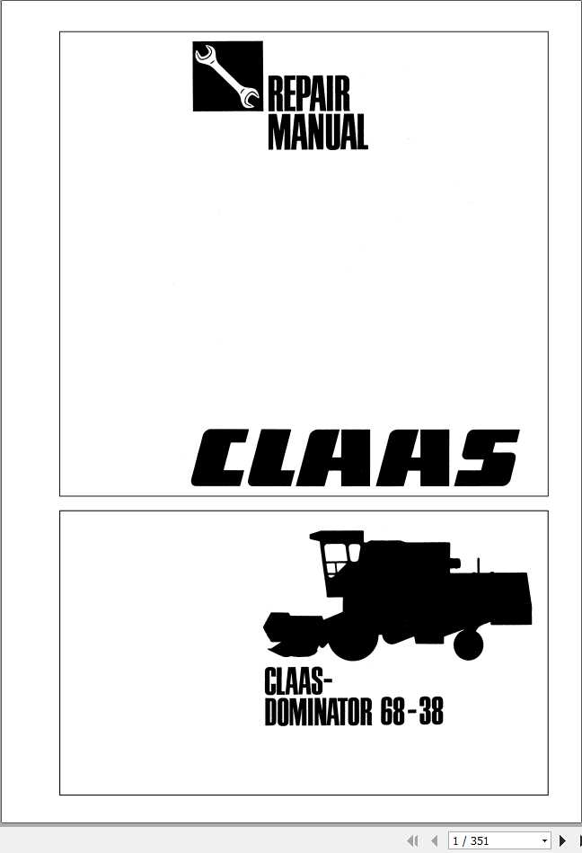 Claas Combine Harvester DOMINATOR 68 38 EN Repair Manual 1