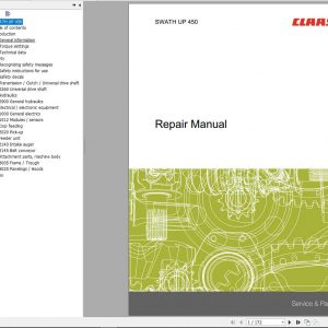 Claas Combine Harvester Header SWATH UP 450 Repair Manual 1